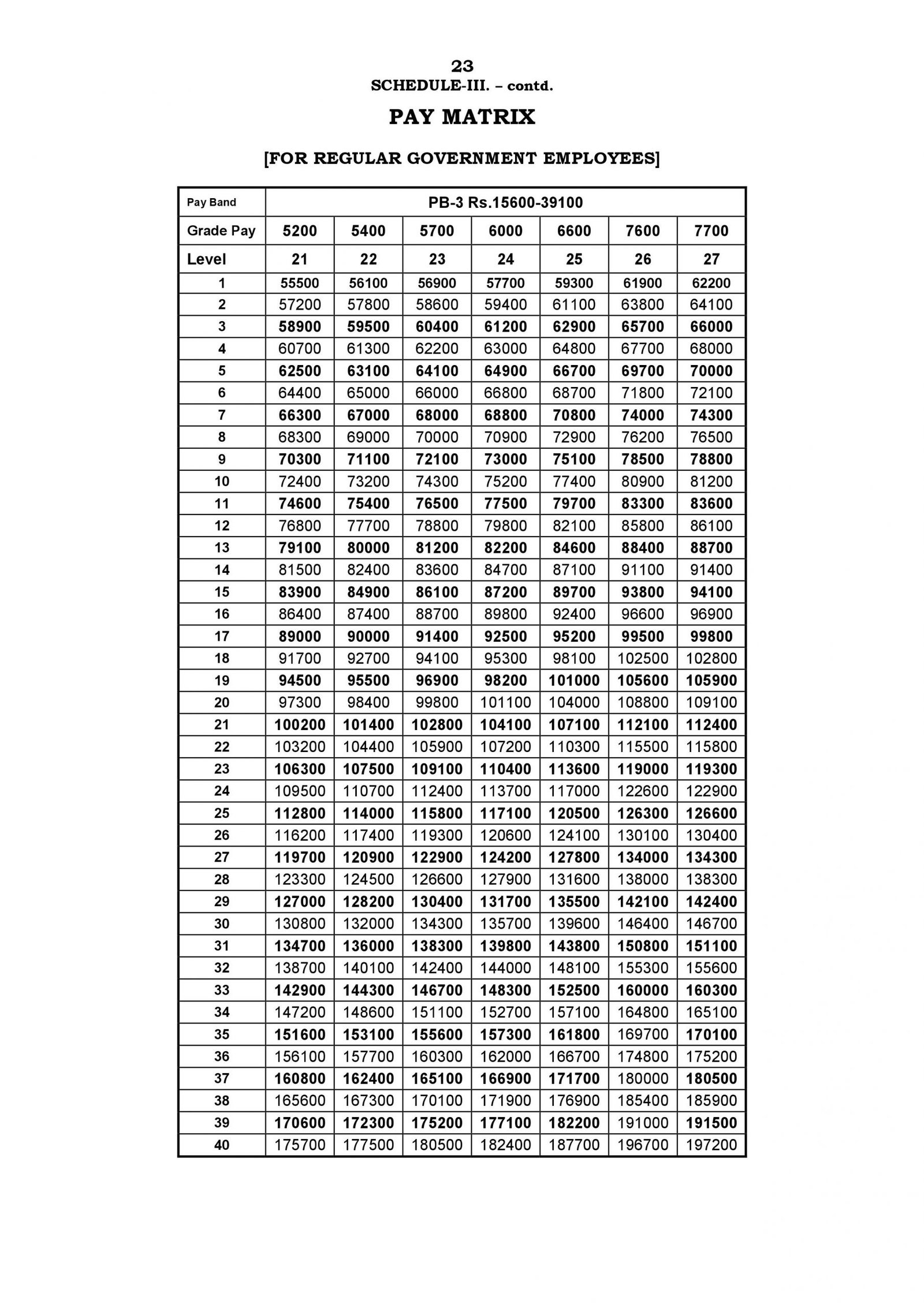 pay matrix table 11 Tamil 7th Central Order Government Nadu Commission Pay â