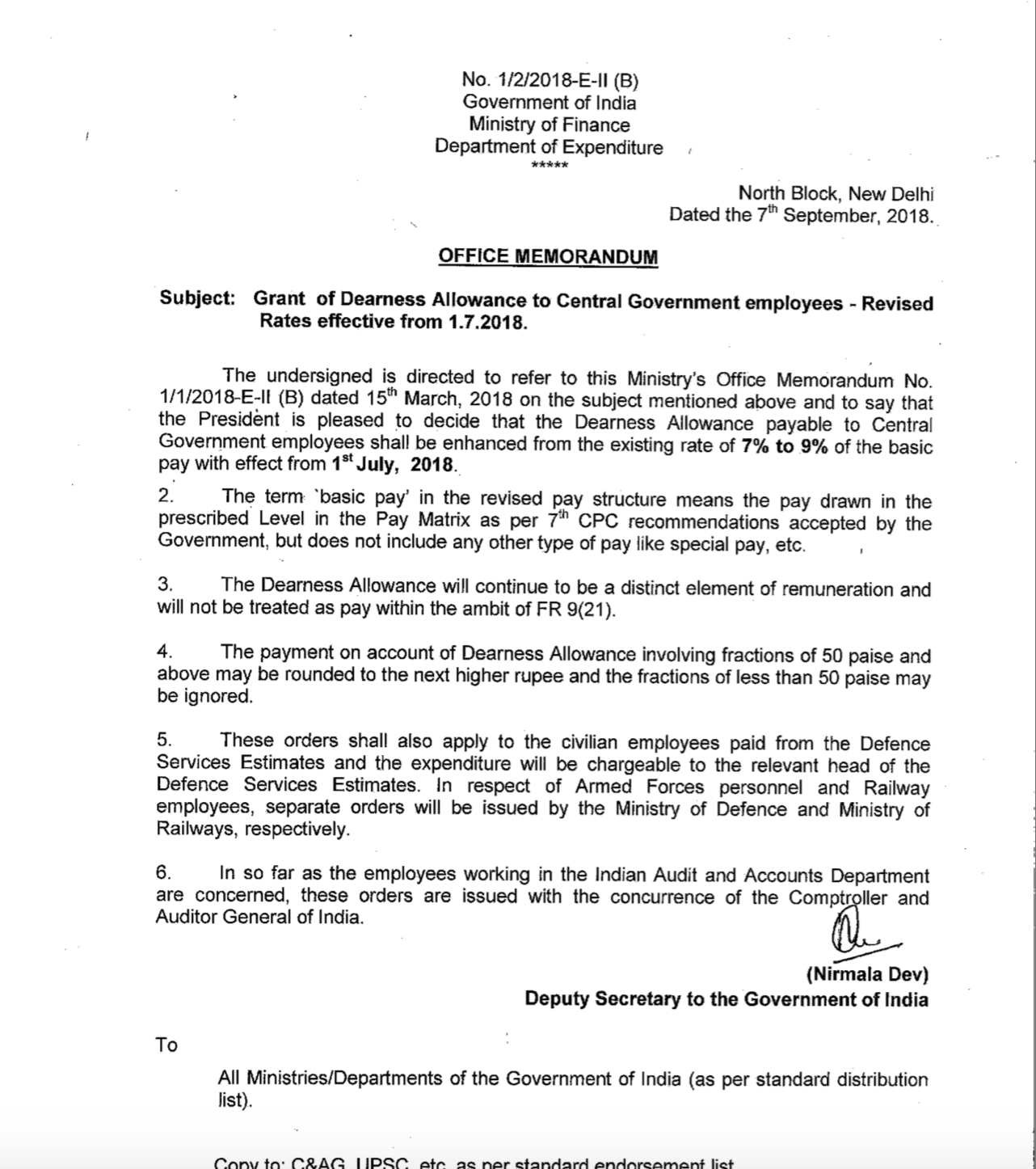 FINMIN DA ORDERS JULY 2018