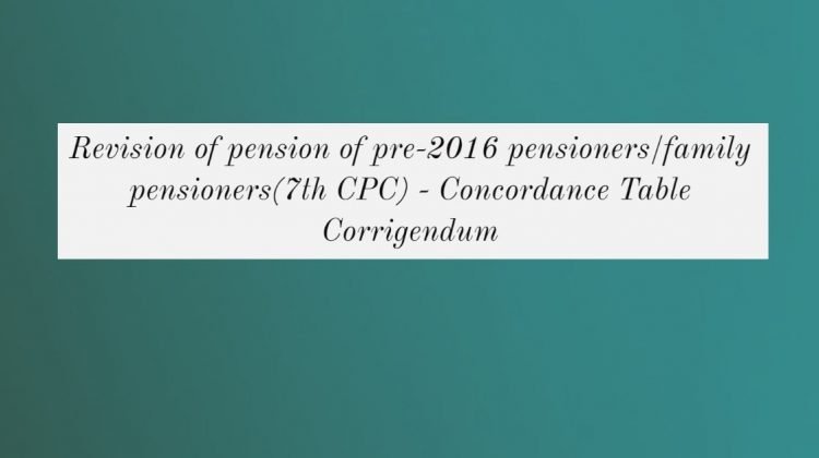 Concordance Table Corrigendum