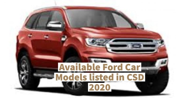Available Ford Models listed in CSD 2020