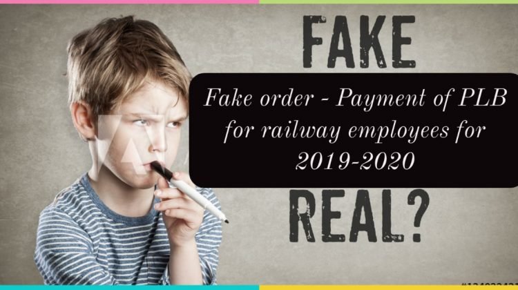 Fake order - Payment of PLB for railway employees for 2019-2020