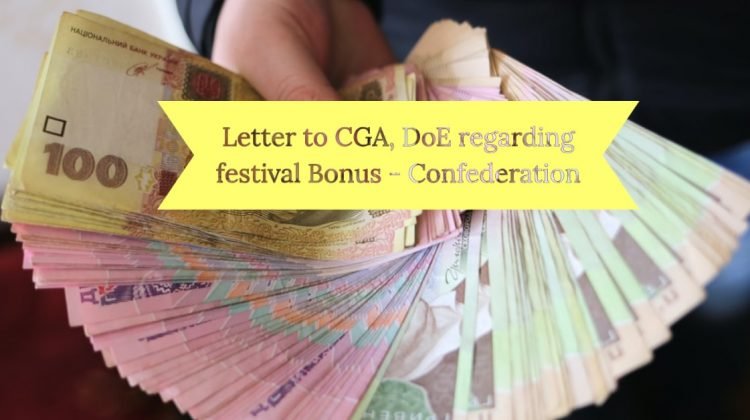 Letter to CGA, DoE regarding festival Bonus - Confederation